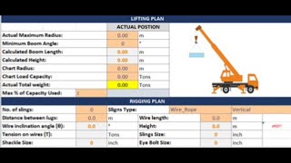 Lifting plan Calculation of crane capacity Boom length Crane radius and load chart [upl. by Ynahirb953]