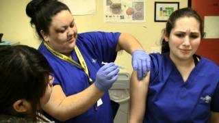 Medical Assistant Student Sharon Gives Her First Injection  Charter College [upl. by Ayalat541]