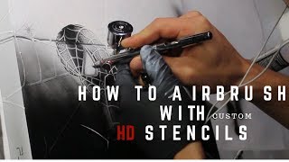 How to airbrush with HD Stencils  Airbrushing a PS4 with spiderman HD stencil [upl. by Mathe42]