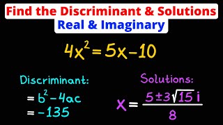 Find the Discriminant of a Quadratic Equation  Real amp Imaginary Solutions  Eat Pi [upl. by Georgie]