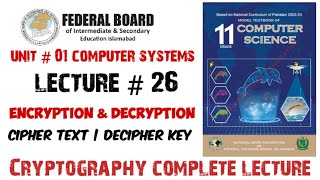 Lecture 26 cryptography Encryption decryption of data 1st year computer science chapter 01 [upl. by Ndnarb]