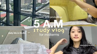 5AM study vlog 🍵 cramming for MIDTERMS week uni life in DLSU 🏹 [upl. by Eadahc562]