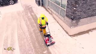 Snowplow Video 56  Portable snow blower in action during snowfall [upl. by Eletnahc529]