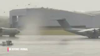 RAF Brize Norton hangar roof blown off during StormEunice [upl. by Nimzzaj714]