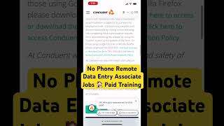 No Phone Remote WFH Data Entry Associate workfromhome workathome onlinejobs remotejobs shorts [upl. by Benetta]