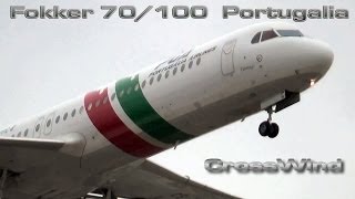 Fokker 70 100 Portugalia Crosswind Landing HD [upl. by Esilehc]