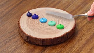 Painting Aurora Acrylic Pictures on Wooden Coasters｜Step by Step 690｜Satisfying Art ASMR [upl. by Machos]