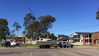 Trailer sailer mast lowering on a Farr 7500 trailer yacht [upl. by Nyleda]