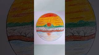 Sunrise drawing easy best drawing and beautiful drawing sunset sunrise shorts [upl. by Nanoc]