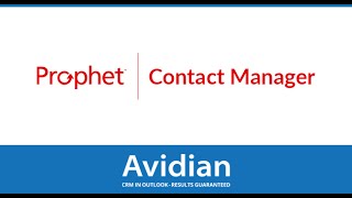 Prophet CRM  Contact Manager [upl. by Airdnaxela]