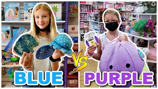 Blue Vs Purple Fidget Shopping Challenge No Budget [upl. by Allimak]