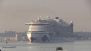 AIDA Cruise Ship quotAIDA PERLAquot sails up Southampton Water into the docks 030918 [upl. by Leighland]