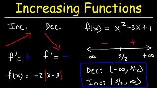 Increasing and Decreasing Functions  Calculus [upl. by Rumit]