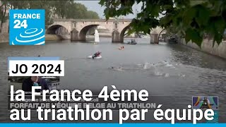 JO 2024  frustration pour la France qui termine 4ème au triathlon par équipe • FRANCE 24 [upl. by Anale]