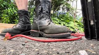 Change From Sperry TopSiders Into Red Wing Boots And Cut Wood For A Platform [upl. by Willis]