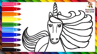 Dibuja y Colorea Un Unicornio Arcoiris 🦄❤️🧡💛💚💙💜🌈 Dibujos Para Niños [upl. by Lesnah]