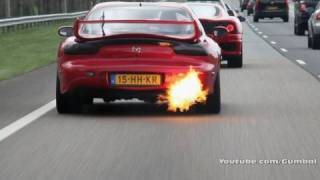 Mazda RX7 FD3S TwinTurbo 550HP HUGE Flame from Exhaust [upl. by Amersham894]