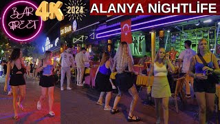 alanya nightlife walking tour 2024  alanya bar street alanya antalya turkey holiday travel 4k video [upl. by Sivi]