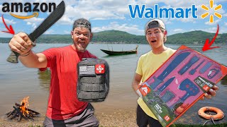 24hr Amazon vs Walmart Survival Kit Challenge [upl. by Neyut]