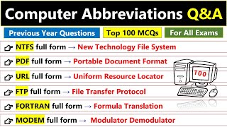 Computer Abbreviations for competitive exams  Computer Full Forms  Top 100 MCQs [upl. by Andeee]