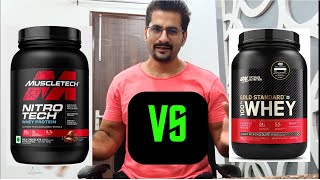 NITROTECH vs ON  WHEY PROTEIN  REVIEW whey optimumnutrition muscletech [upl. by Jasmin994]