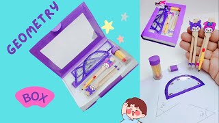 Real Geometry box making at home  School projects  Stationery idea  easy craft ideas  DIY [upl. by Cece]