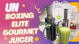 Unboxing the Elite Gourmet compact slow juicer green juice healthy lifestyle [upl. by Massey932]