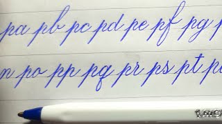 Copperplate letter p joining with alphabet small letters handwriting practice [upl. by Sean]