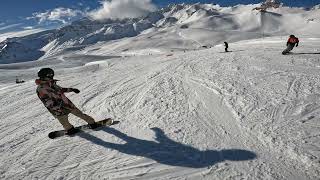 20240124 Tignes snowboarding day 4 Off piste butter avalanches folie douce [upl. by Anelis119]