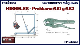 Estática Hibbeler Problema 681 y 682 Análisis Estructural BASTIDORES Y MAQUINAS 14 Edición [upl. by Drobman]