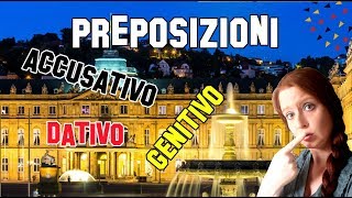 Lezione Tedesco 4  Preposizioni con accusativo dativo e genitivo  Wechselpräpositionen [upl. by Atsirhc453]