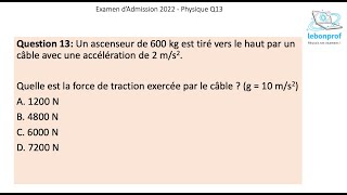 Examen Admission Médecine Belgique  Juin 2022  Physique Q13 [upl. by Rene]