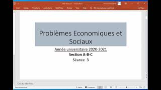 Problème Economiques et Sociaux Séance 3 Prof ERRAOUI ELHOUCAINE S3 [upl. by Cathrine]