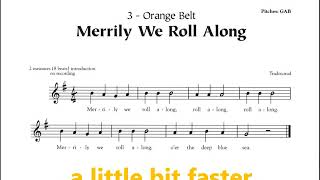 3 Orange Merrily We Roll Along Recorder Karate [upl. by Esirehs]