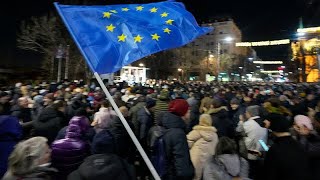 Serbian opposition supporters return to the streets claiming fraud in last months election [upl. by Wordoow]