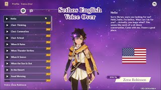 Sethos English Voice Lines by Zeno Robinson  Genshin Impact 47 [upl. by Alleen]