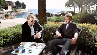 Nico Rosberg meets Mika Häkkinen driving in a SLS AMG through the streets of Monaco before GP 2012 [upl. by Fugazy6]