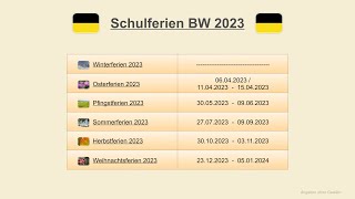 Schulferien BW 2023 [upl. by Onej]