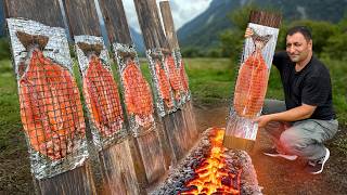 Its a Unique Way to Cook Fresh Trout Outdoors Cooking in a Quiet Village in Azerbaijan [upl. by Gennaro]