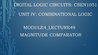 module4lecture49 Magnitude Comparator [upl. by Idel]