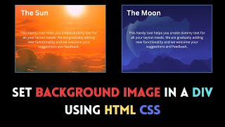 Set Background Image in a Div using HTML amp CSS [upl. by Lole760]