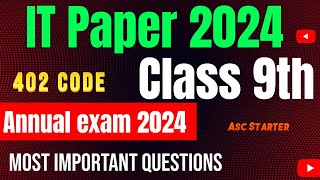 class 9 IT information technology question paper solution 2024  It sample paper class 9th 2024 [upl. by Relyuhcs195]