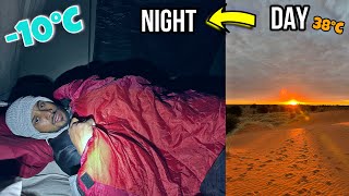 OVERNIGHT DESERT CAMPING GONE WRONG try not to cry challenge [upl. by Outhe]