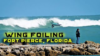 WING FOILING big waves in Fort Pierce Florida [upl. by Dazhahs113]