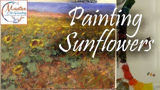 How to Paint Sunflowers 9x12 Fast Motion w Voice Instruction [upl. by Anorahs770]