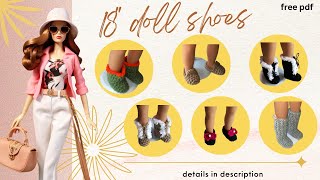 Crochet doll boots and shoes for 18quot dolls  Free Pattern [upl. by Beeck807]