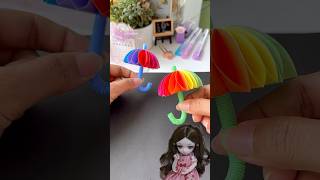 MENANTI HUJAN DERAS DENGAN PAYUNG PELANGI DIBUAT DENGAN JARI JARI KREATIF RAINBOW UMBRELLA [upl. by Adnilim]