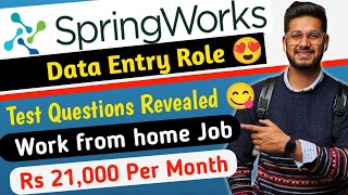 Springworks Work from Home Job 😍 Salary Rs 21000Month Data Entry JobAssessment Questions Shown [upl. by Anayk]