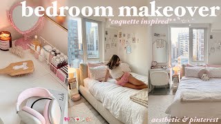 AESTHETIC ROOM MAKEOVER coquette inspired 🎀🏹🩰🤍 pinterestcozy small room tour♡ [upl. by Germayne79]