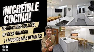 Cocina BLANCA y MADERA Moderna con Peninsula y Mesa CJR [upl. by Egiedan]